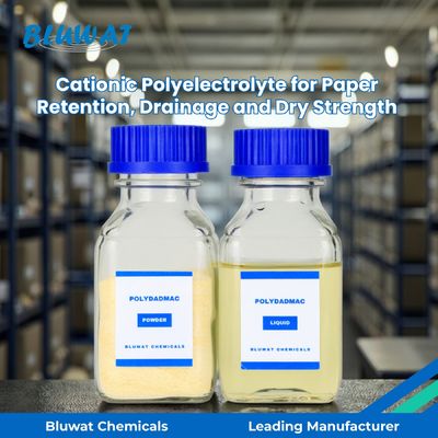 Beli Polimer Amonium Kuaterner Polielektrolit Kationik untuk Retensi Kertas, Drainase, dan Kekuatan Kering | Bluwat Chemicals pembuatan online