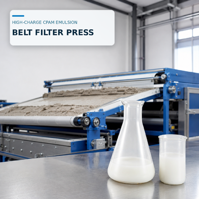 membeli Emulsi CPAM Polyacrylamide Bermuatan Tinggi untuk Dewatering Limbah Filter Press pembuatan online