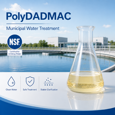 membeli NSF-certified High-charge Cationic PolyDADMAC Liquid Quaternary Ammonium Polymer with 20%, 40%, 50% Solid Content pembuatan online
