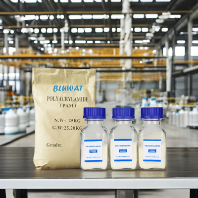Pengolahan Air Limbah di Asia Tenggara Bubuk Polyacrylamide Blufloc APAM/CPAM Flocculant Untuk Industri Minyak Sawit, Tekstil, dan Gula